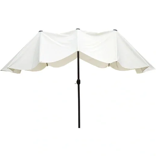 Market umbrella with hand crank