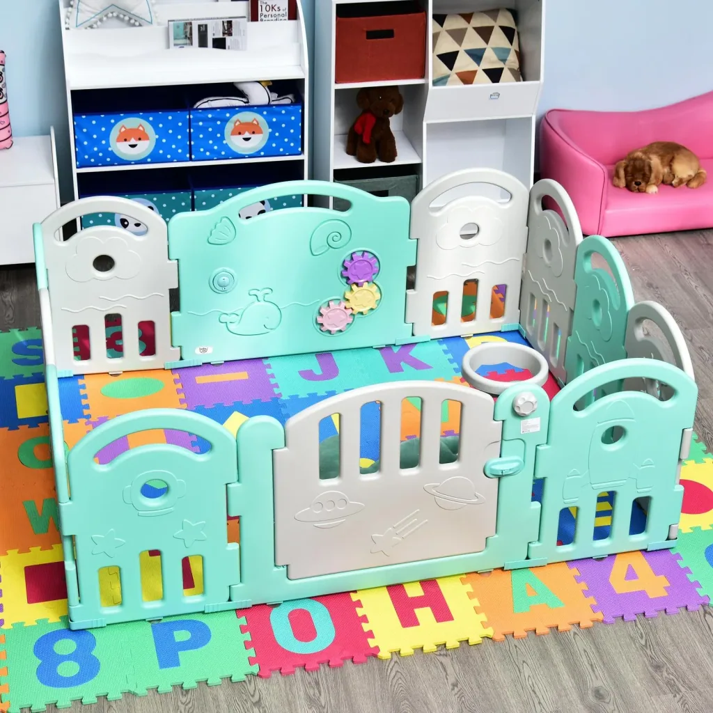 Baby safety gate with ball basket and 3 gears