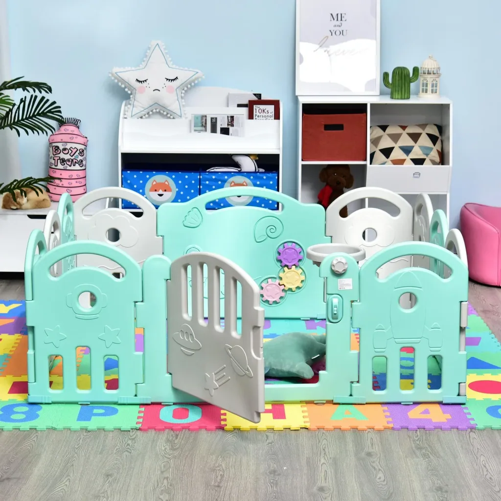 Baby safety gate with ball basket and 3 gears