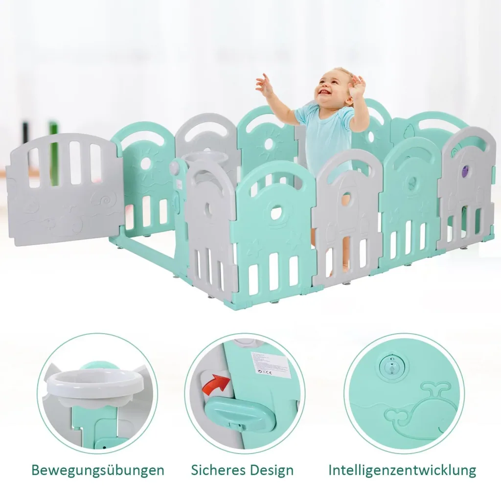Baby safety gate with ball basket and 3 gears