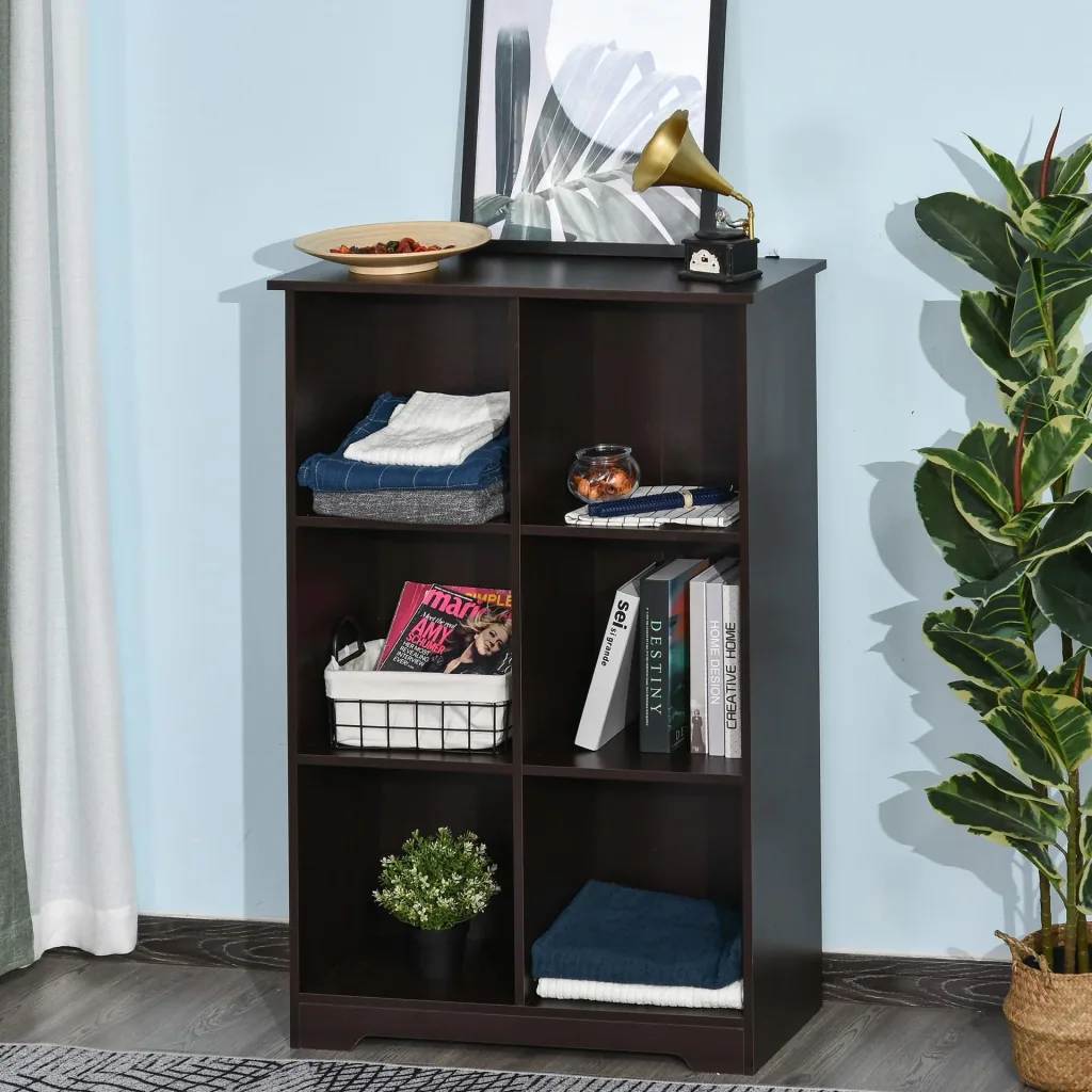 Cube cabinet with 6 compartments, coffee-colored