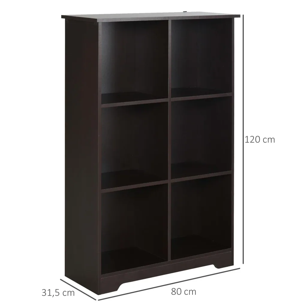 Cube cabinet with 6 compartments, coffee-colored