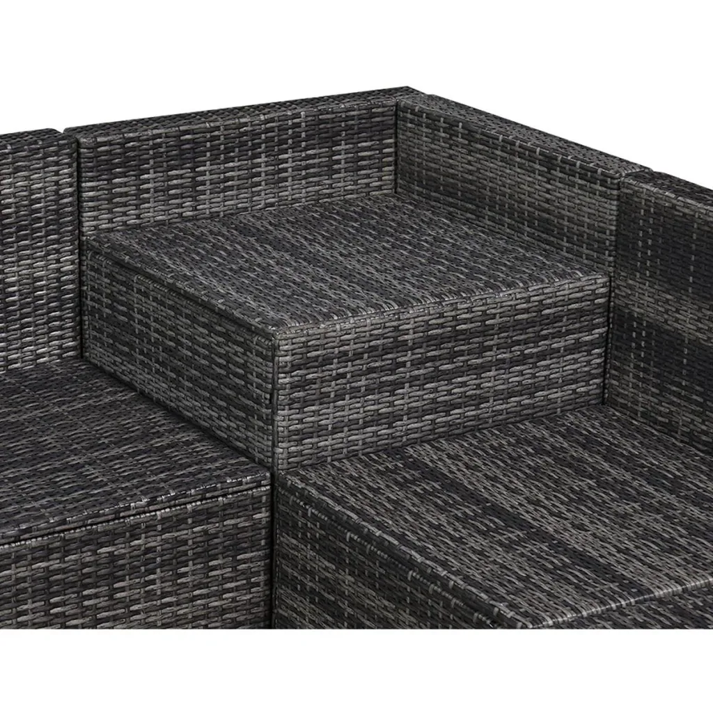 Polyrattan lounge set 8-piece including cushions