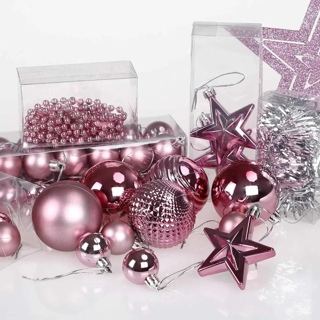 Christmas tree decorations - Christmas tree decorations pink 66 pieces