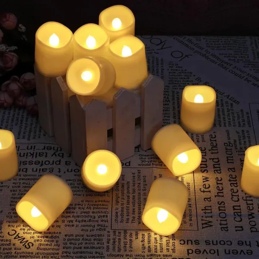 12 white LED wax candles with battery