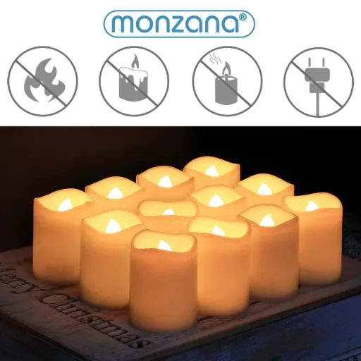 12 white LED wax candles with battery
