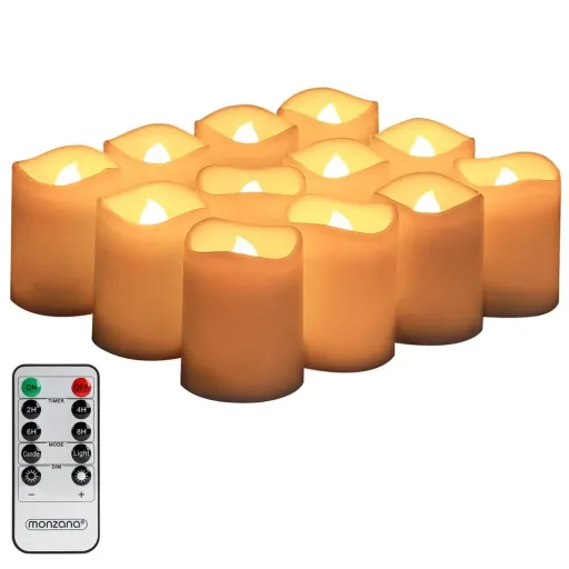 12 white LED wax candles with battery