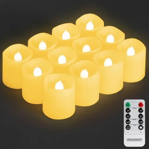 12 white LED wax candles with battery