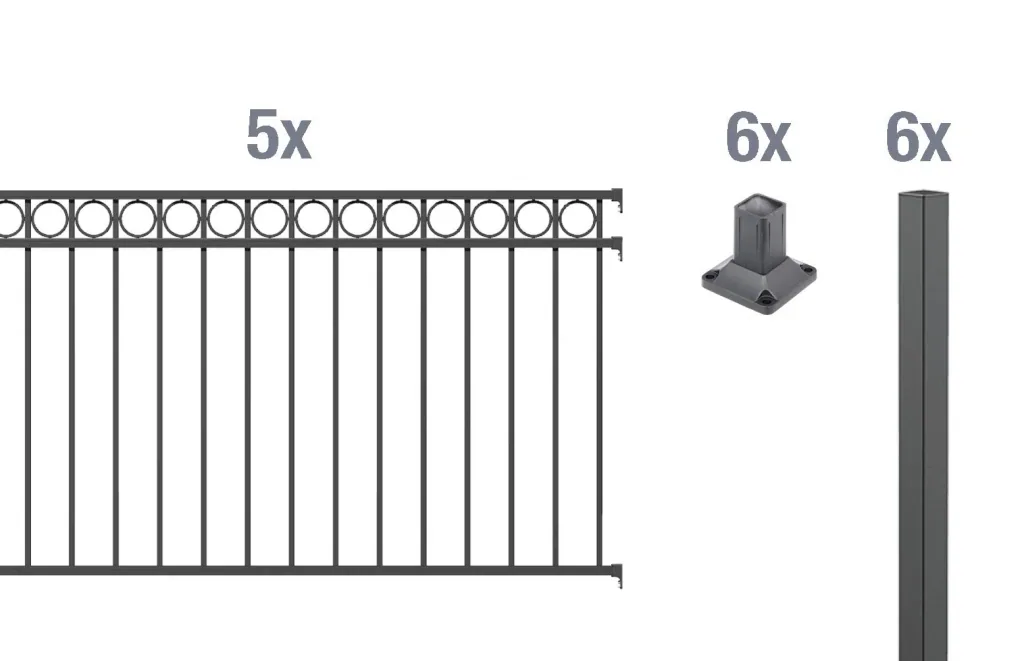 Complete fence set Circle, for screwing on, anthracite, height 100 cm, length 10 m