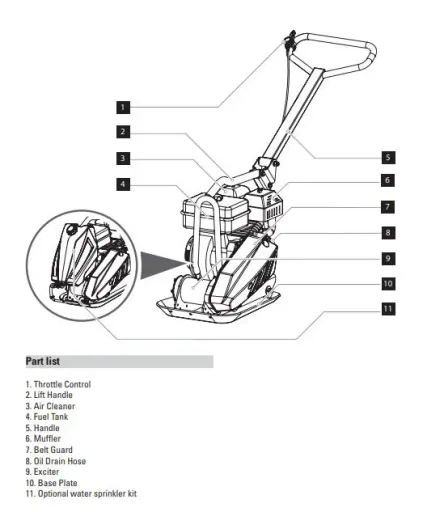 Vibration plate for gasoline - 13000 N