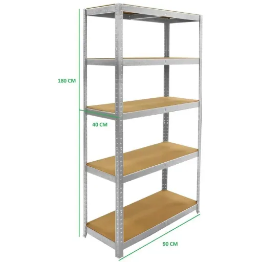 2 metal storage racks / shelving units with 5 shelves - 875kg capacity - (WxDxH) 90x40x180cm - 175kg per shelf