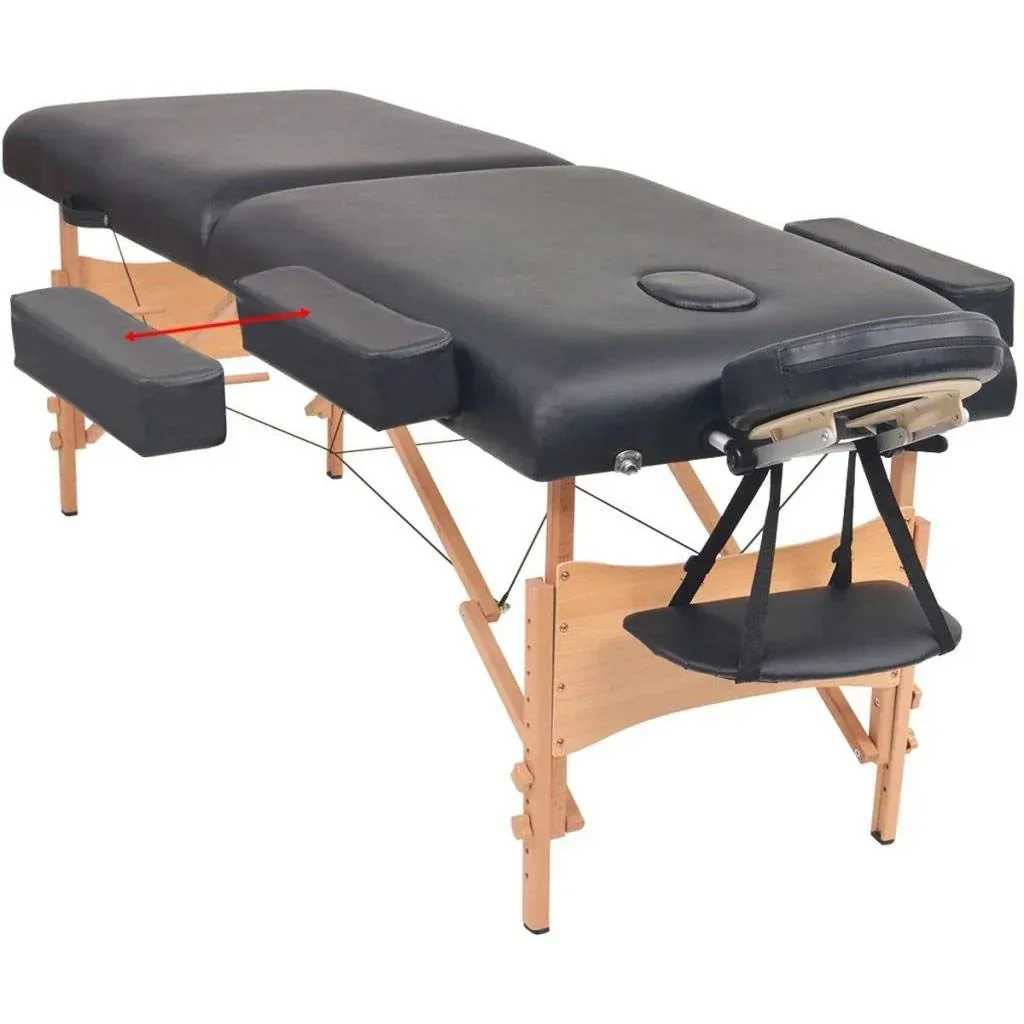 Foldable massage table 2 zones 10 cm thick black