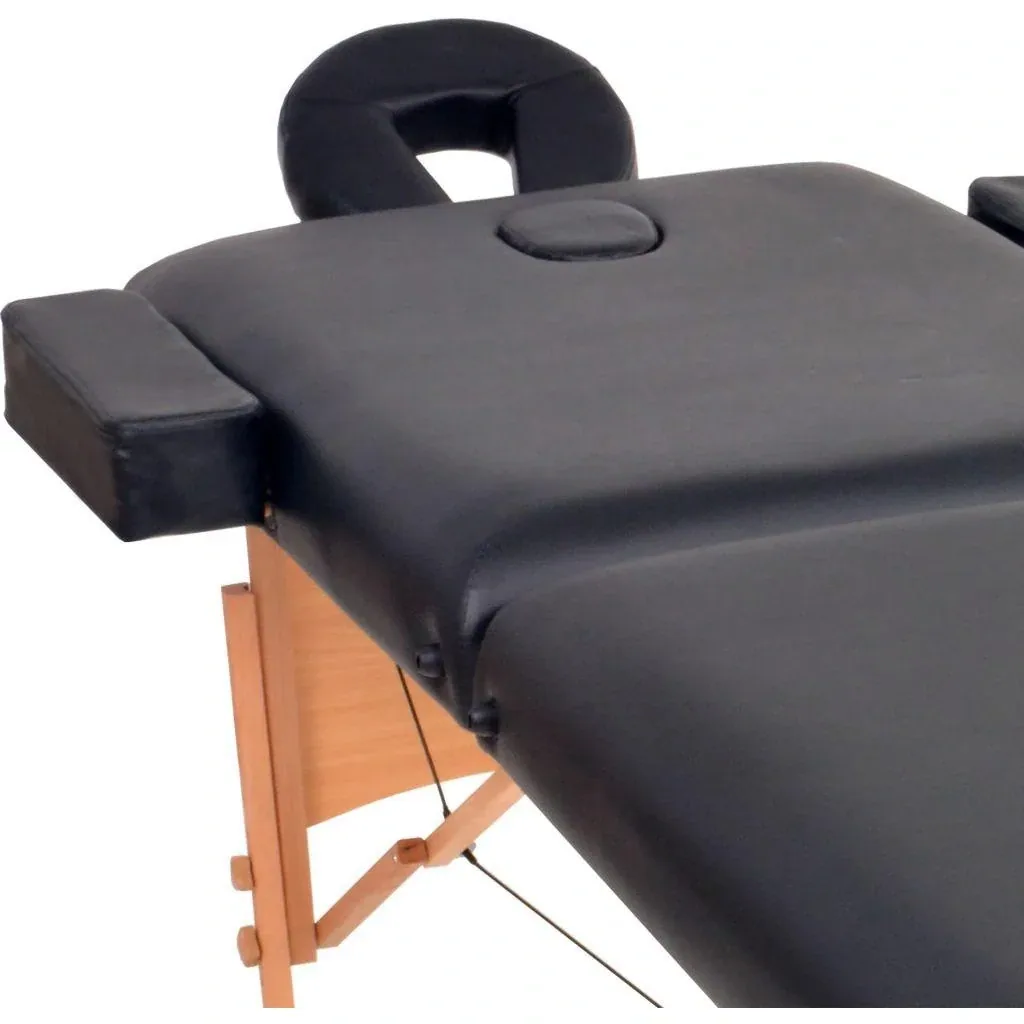 Foldable massage table 2 zones 10 cm thick black