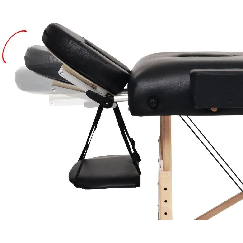 Foldable massage table 2 zones 10 cm thick black