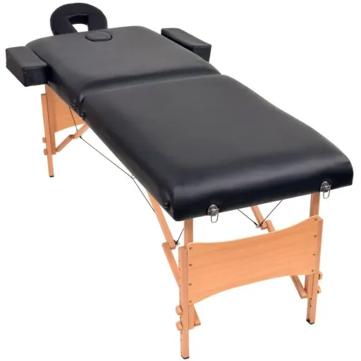 Foldable massage table 2 zones 10 cm thick black