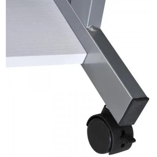 Desk computer desk office table rollable with keyboard drawer chipboard, steel white