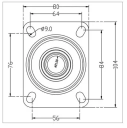 Swivel castor with solid rubber tyre and brake, diameter 80 mm
