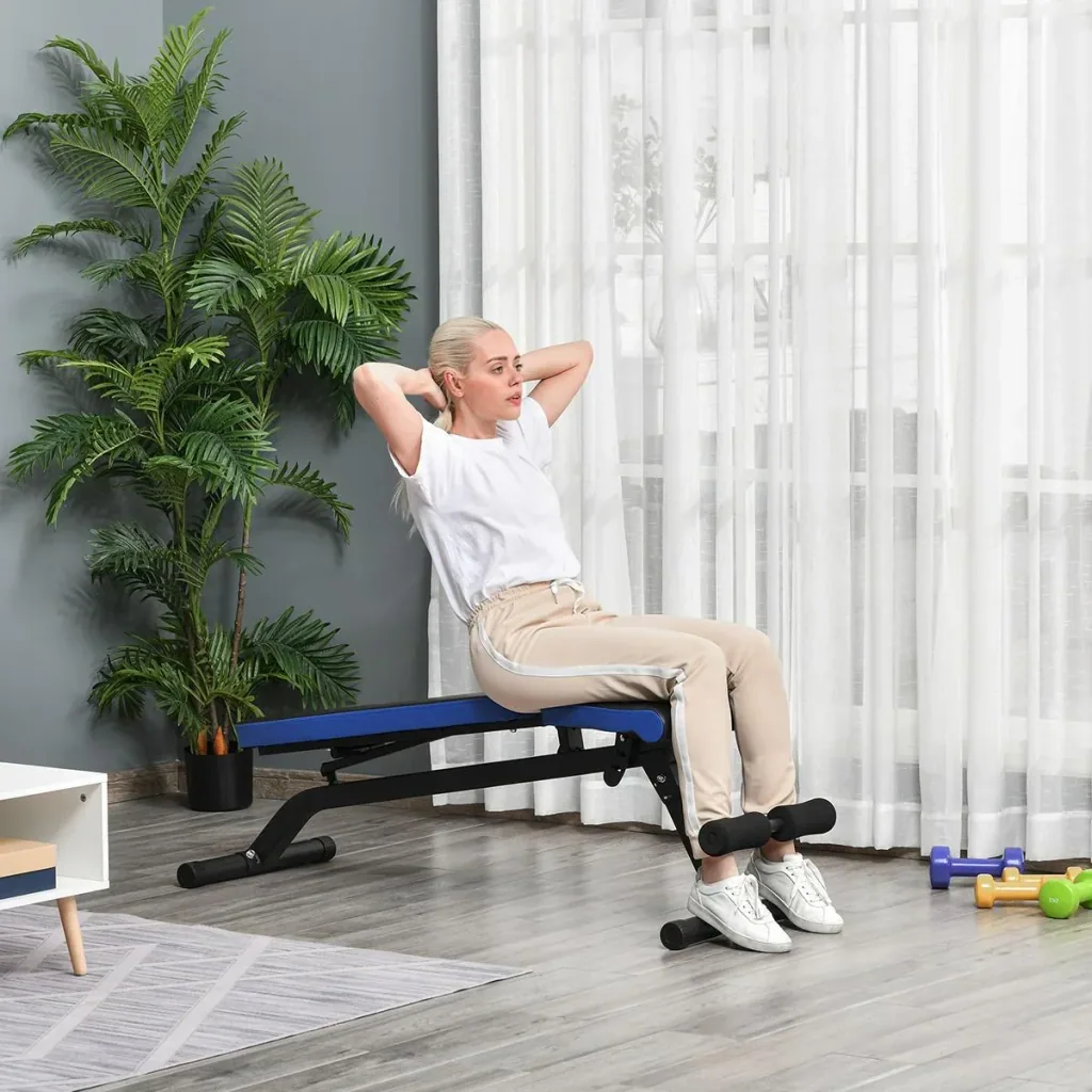 Sit-up bench abdominal trainer with training ropes training bench for home gym multifunctional adjustable & foldable 1