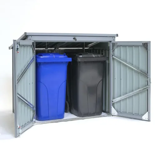 Westmann Metalen vuilnisbakkenbox 2-vaks antraciet/lichtgrijs, 101x158x134 cm
