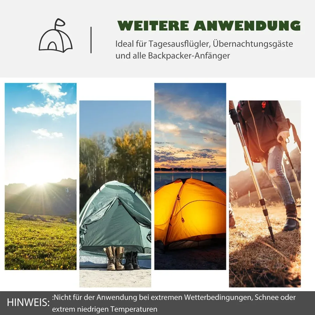 Camping tent for 2 people dark green