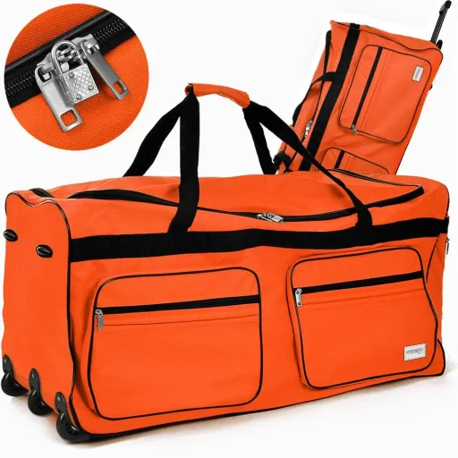 XXL travel bag with trolley function orange 160 L