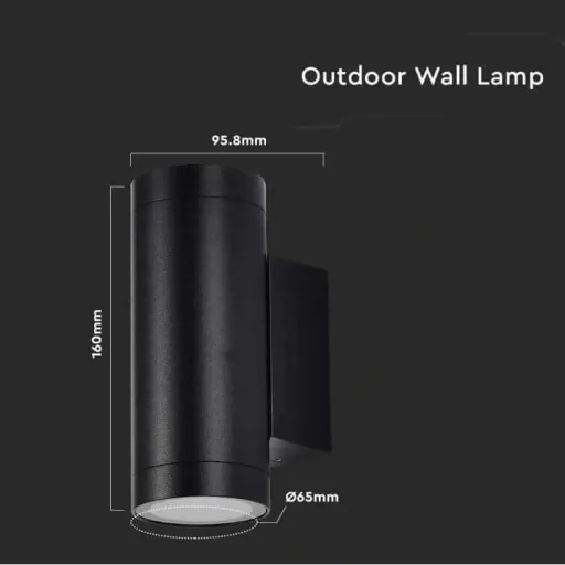 VT-11015 Outdoor wall light Up/Down - GU10 - Aluminium - Black - IP44