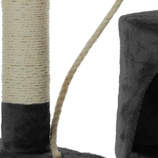 Codoca scratching post dark grey with 3 viewing spots, 1 cave, 2 play balls and a rope