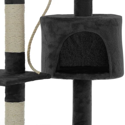 Codoca scratching post dark grey with 3 viewing spots, 1 cave, 2 play balls and a rope