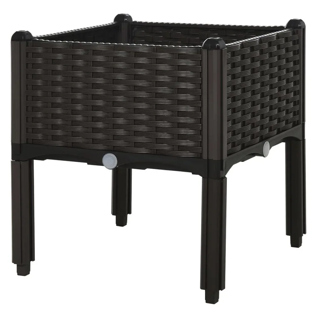Raised bed in rattan look, dark brown