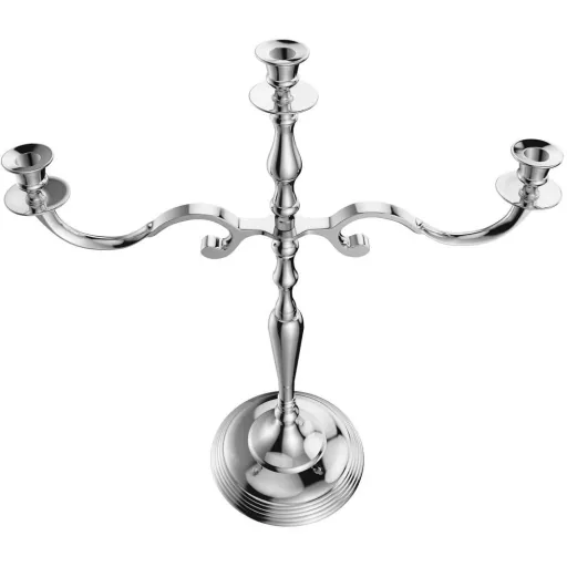 Candlestick silver shiny aluminum 40cm 5-armed candelabra