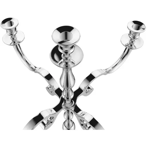 Candlestick silver shiny aluminum 40cm 5-armed candelabra