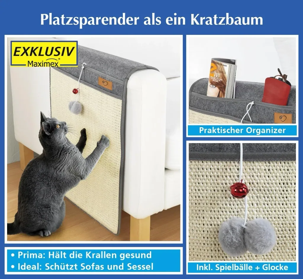 Cat scratching mat, anthracite/beige, 128 x 45 cm