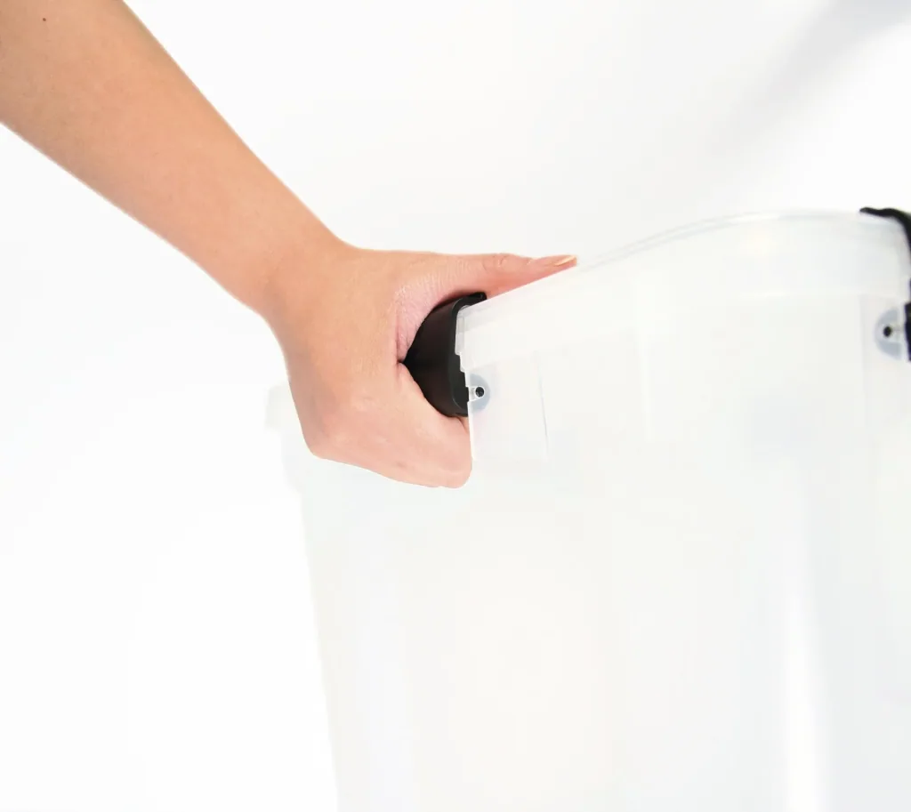 Waterproof storage box, transparent, 50 liters, set of 2