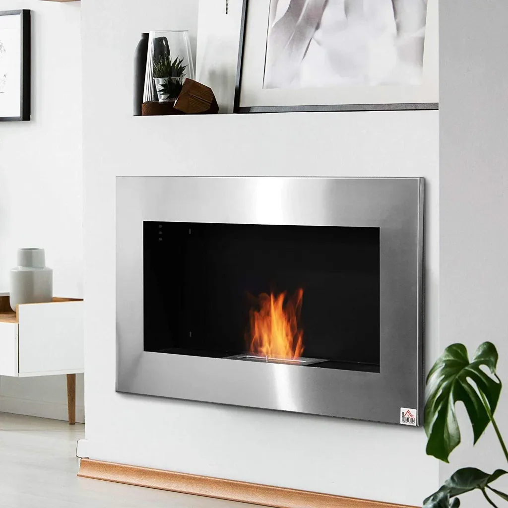 Wall fireplace with ethanol fuel