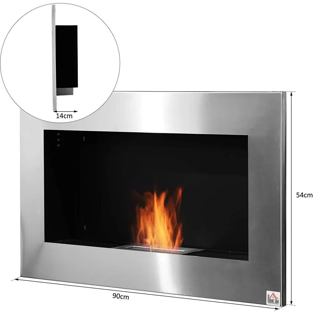 Wall fireplace with ethanol fuel