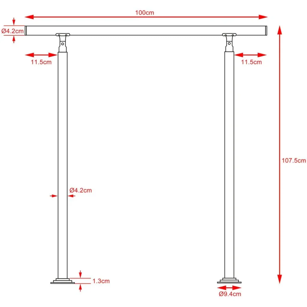 Railing - stainless steel - silver - 107 x 100 cm