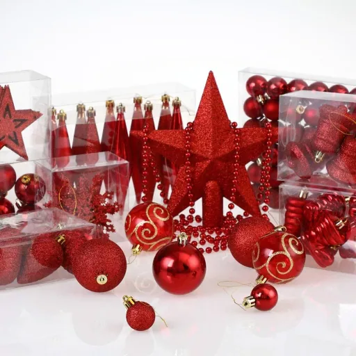 Christmas balls 102 pieces - red