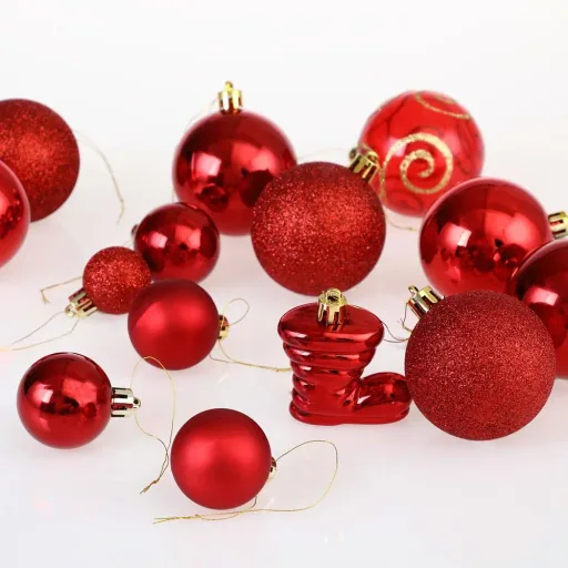 Christmas balls 102 pieces - red