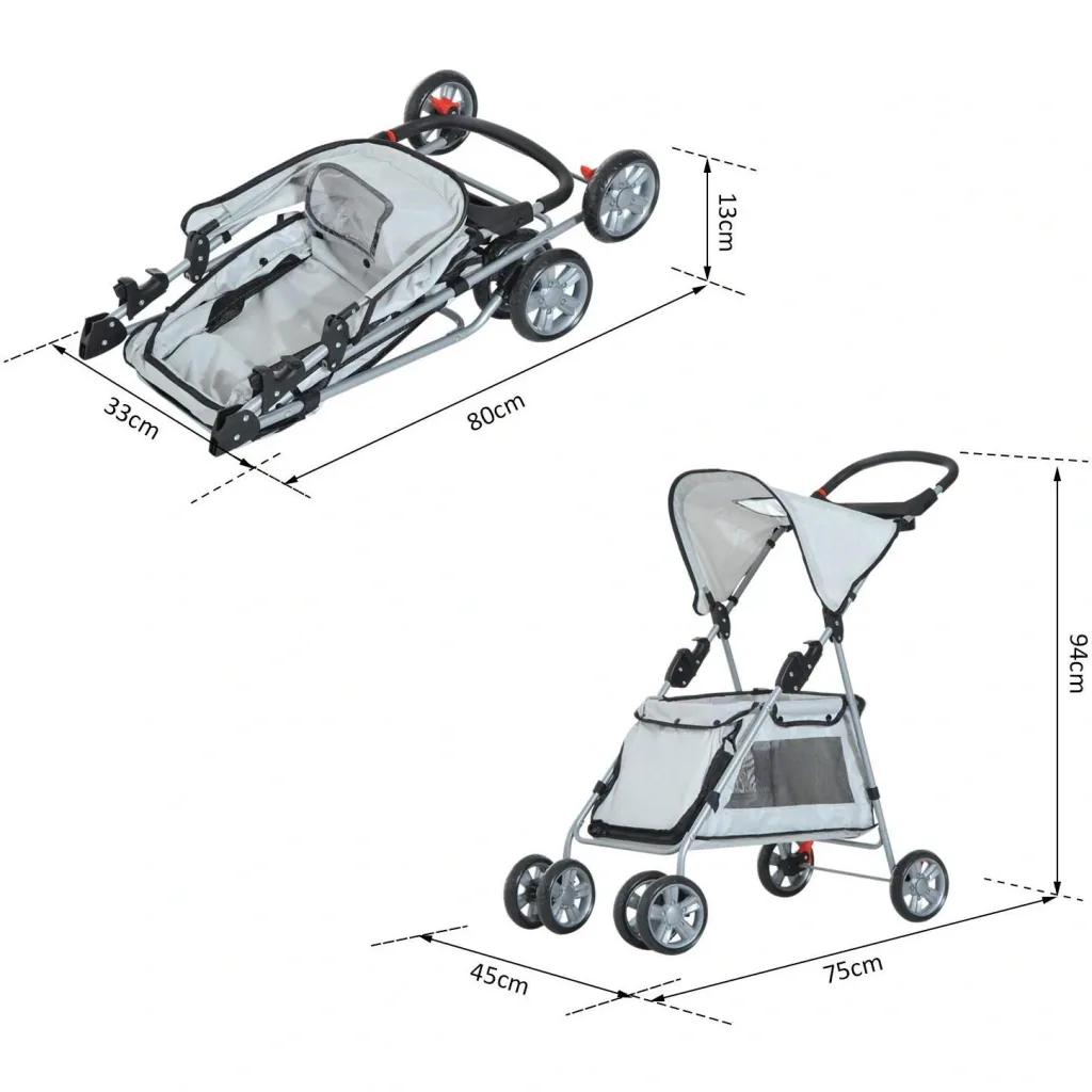 Dog buggy with sunroof steel grey