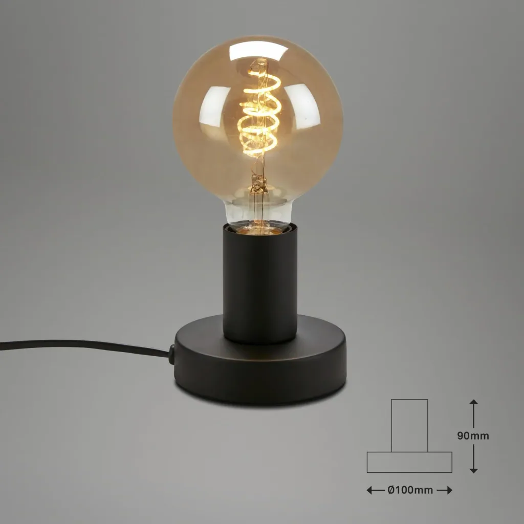 TEEPU table lamp base, black, E27 socket, with cable switch, E27 socket