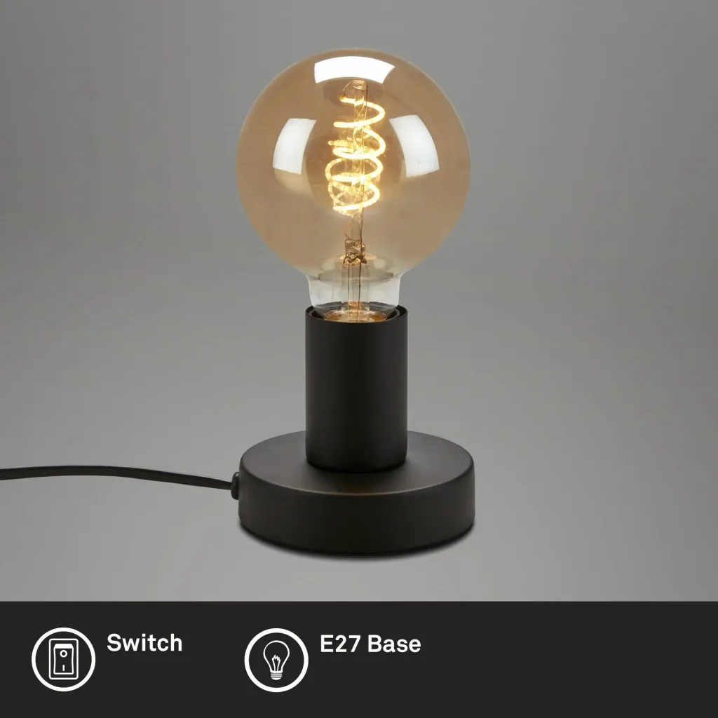 TEEPU table lamp base, black, E27 socket, with cable switch, E27 socket