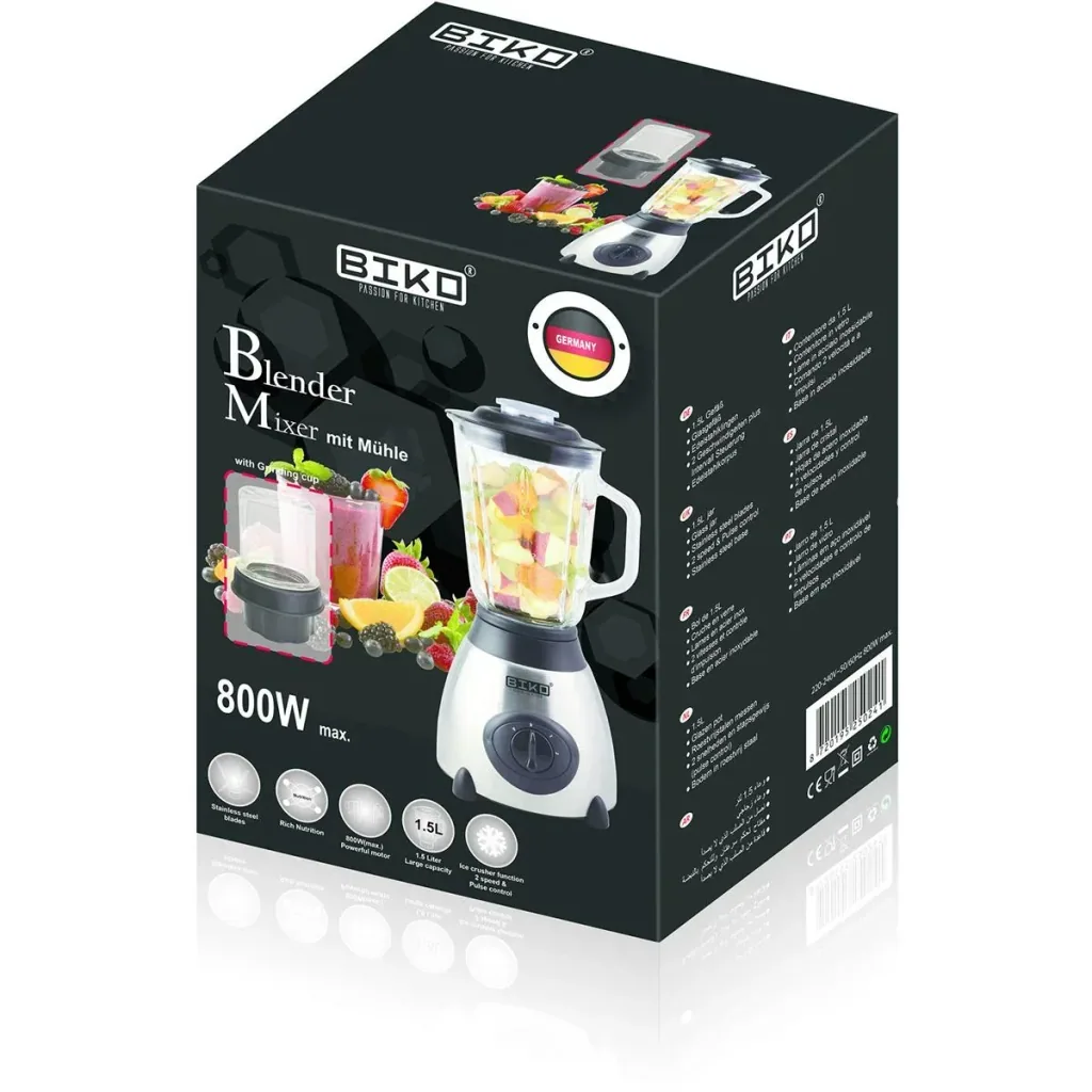 Luxury blender - with glass container - 1.5L - 500W - stainless steel
