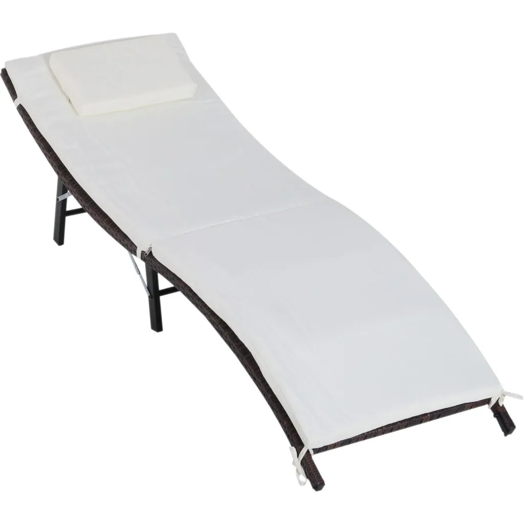 Set of 3 sun loungers with table, garden furniture, polyrattan, foldable, brown, 196 x 61 x 53 cm