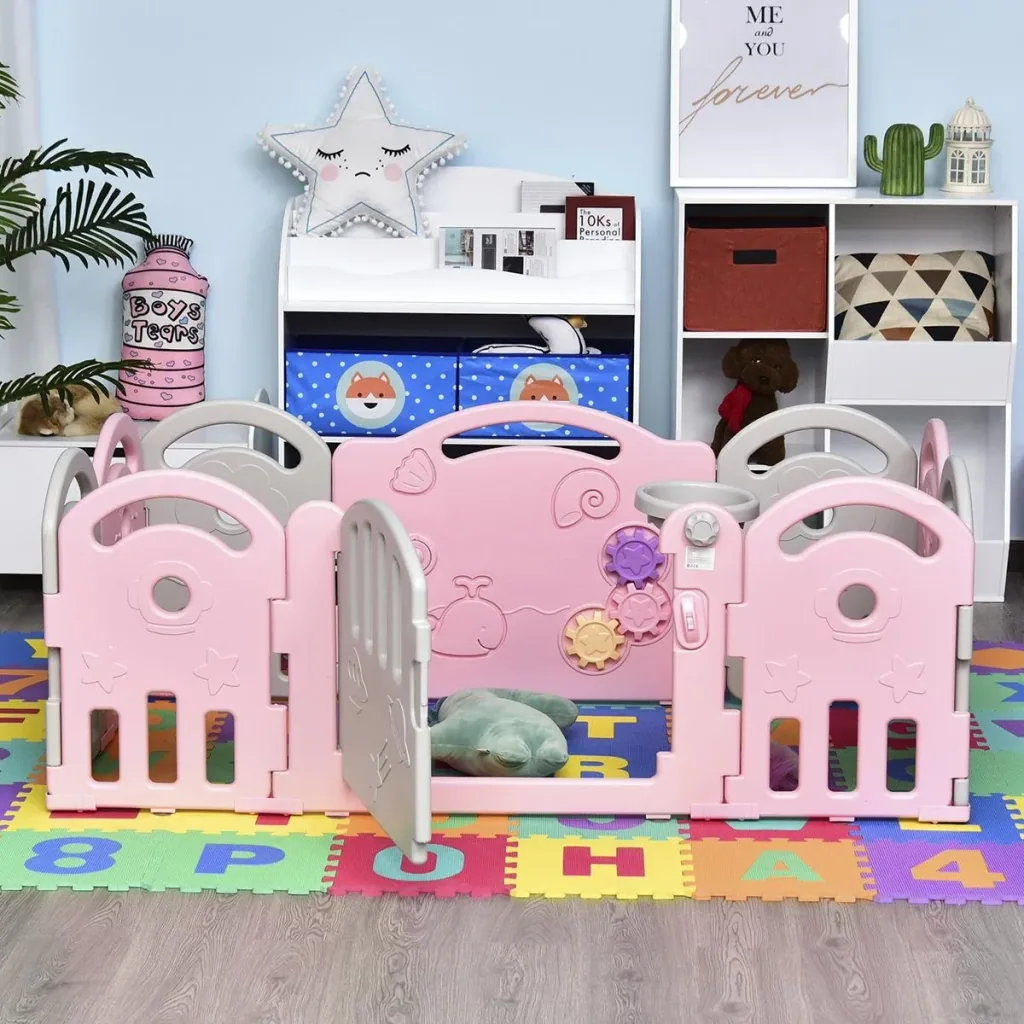 Baby playpen with ball basket and 3 gears
