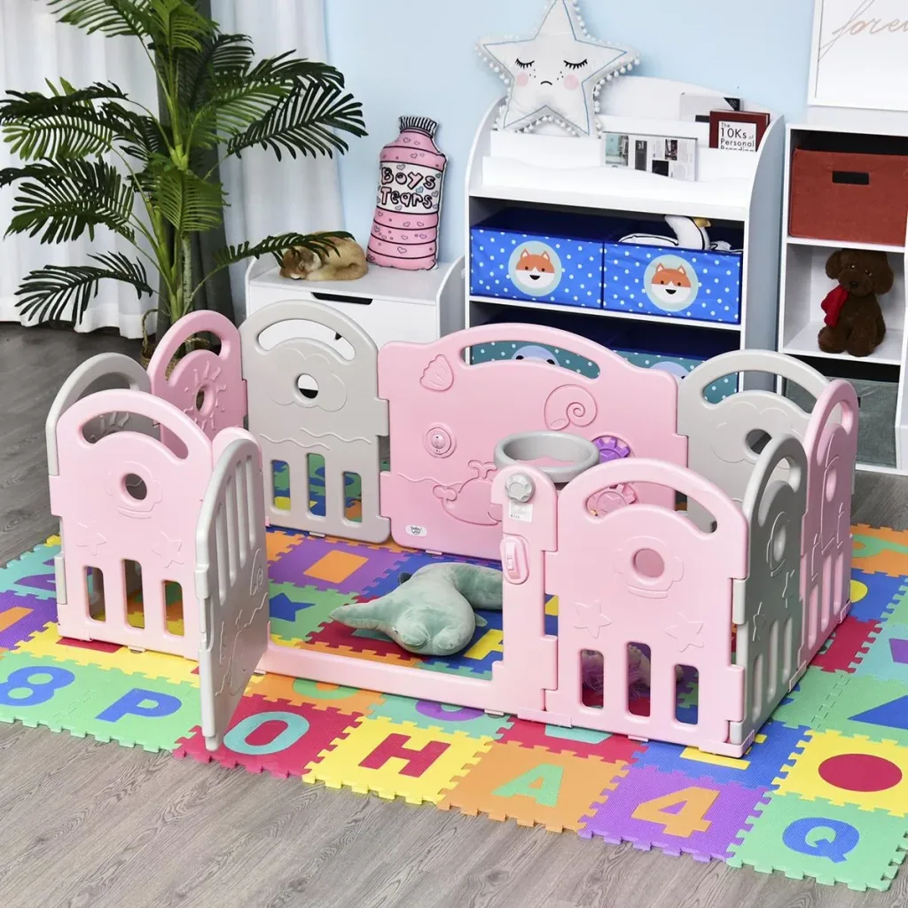 Baby playpen with ball basket and 3 gears