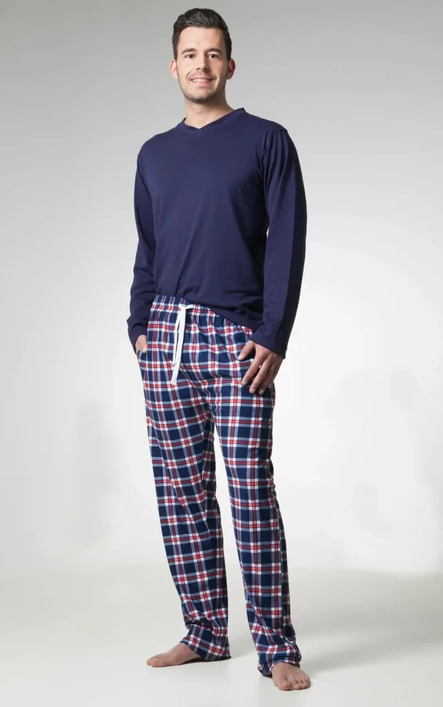 Pajamas, color-sorted in blue/gray/red, 2-piece, size M