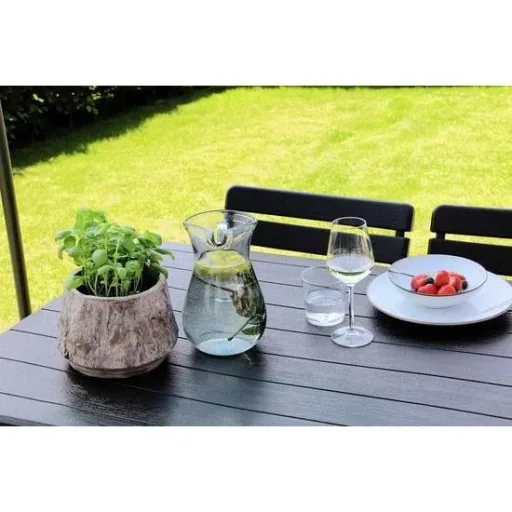 Plastic camping table folding table - Woodlook Black - 179x74x72.5 cm - aluminum frame