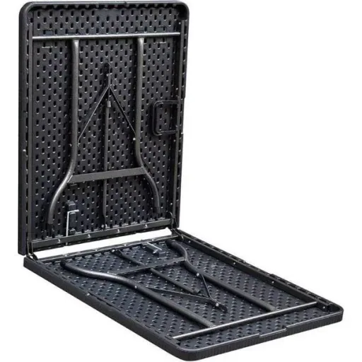 Plastic camping table folding table - Woodlook Black - 179x74x72.5 cm - aluminum frame