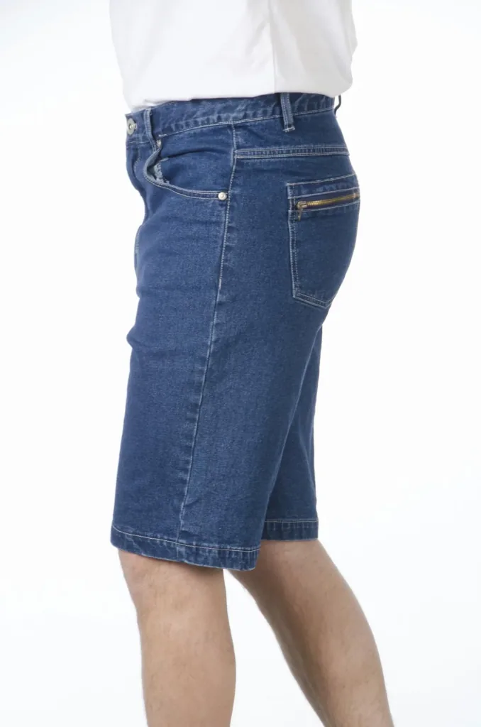 Jeans shorts, bluestone, with 2 zipped back pockets, size 48