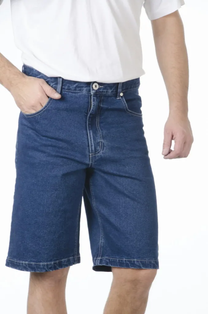 Jeans shorts, bluestone, with 2 zipped back pockets, size 48